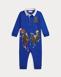 Equestrian-Print Cotton Rugby Coverall