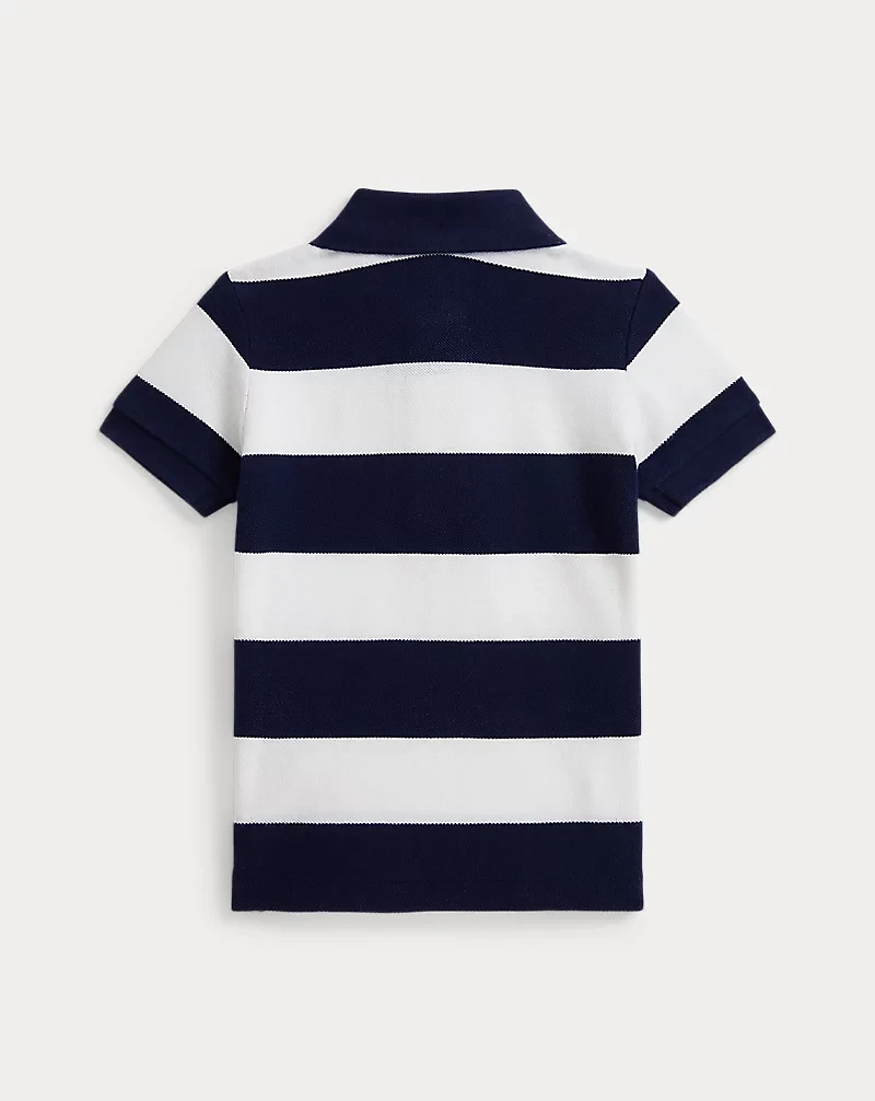 Striped Cotton Mesh Polo Shirt