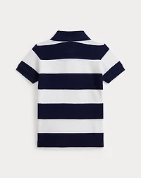 Striped Cotton Mesh Polo Shirt
