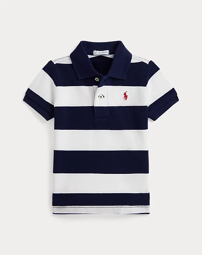 Striped Cotton Mesh Polo Shirt