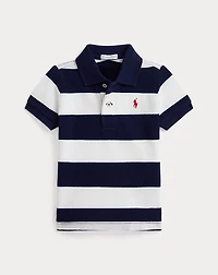 Striped Cotton Mesh Polo Shirt