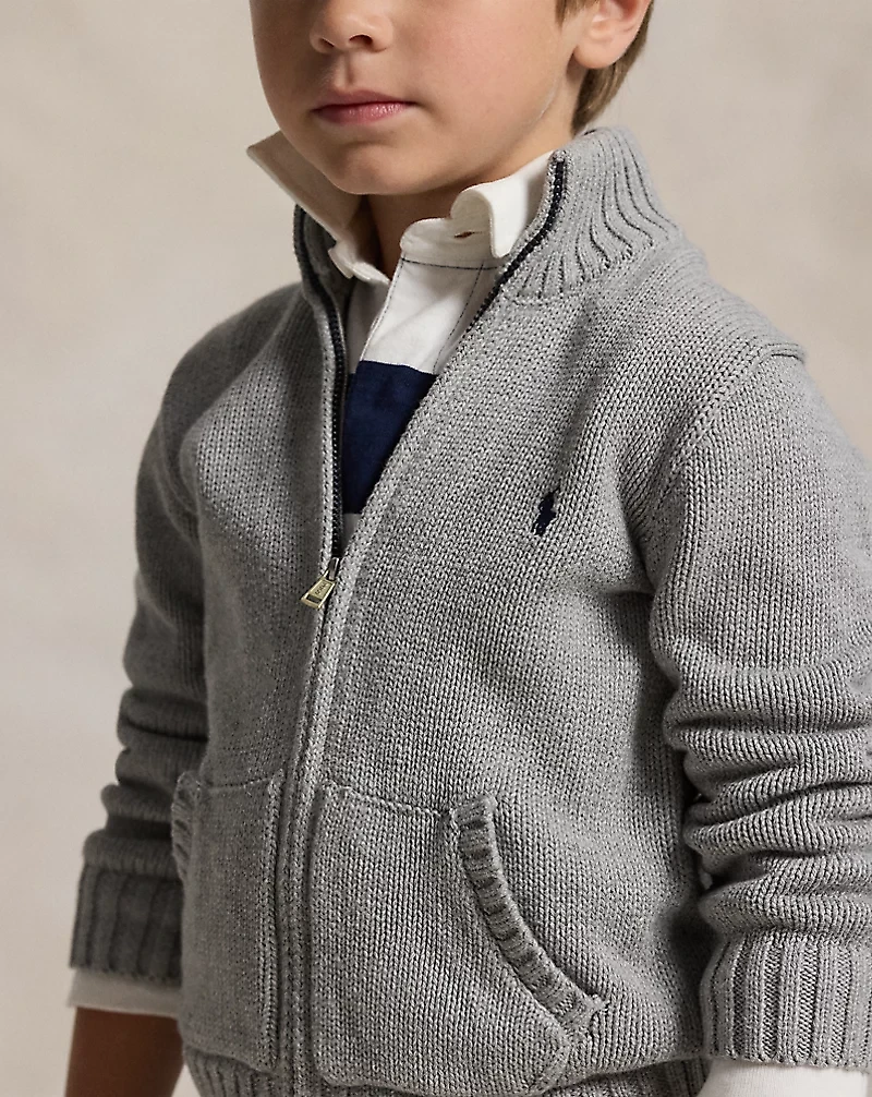 Cotton Full-Zip Sweater