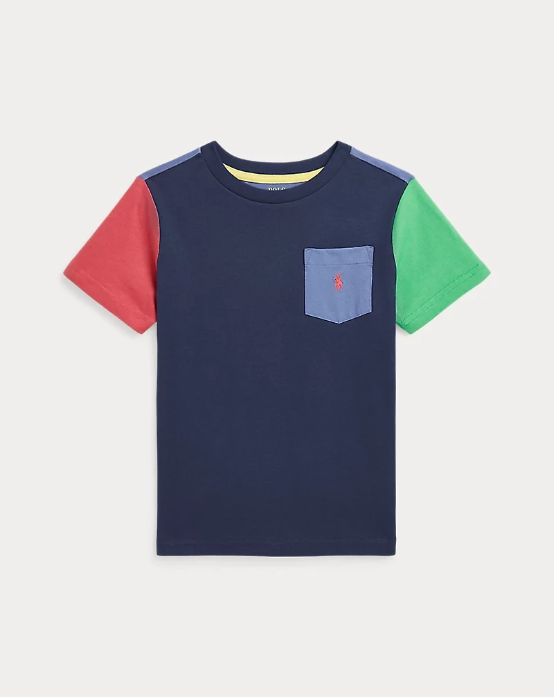 Color-Blocked Cotton Pocket Tee