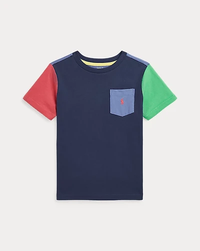 Color-Blocked Cotton Pocket Tee