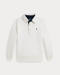 Waffle-Knit Cotton Henley Shirt