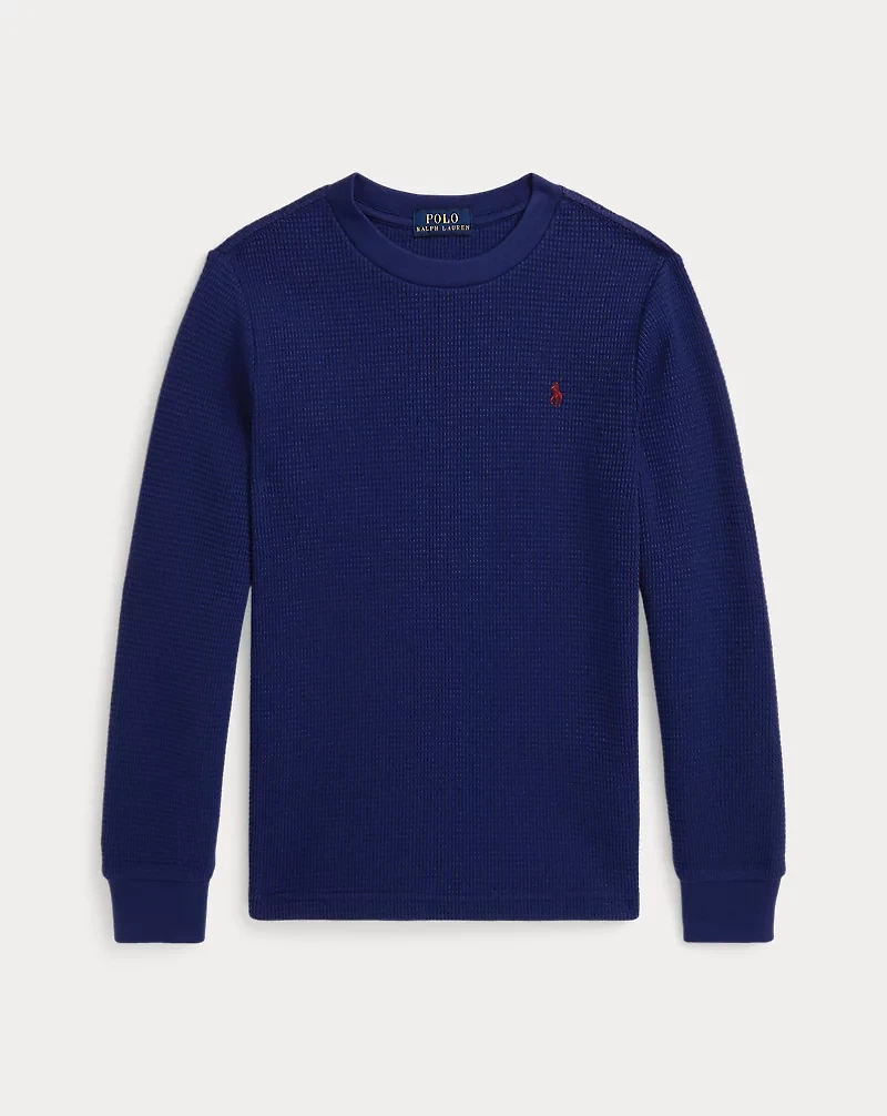 Waffle-Knit Cotton Long-Sleeve Tee