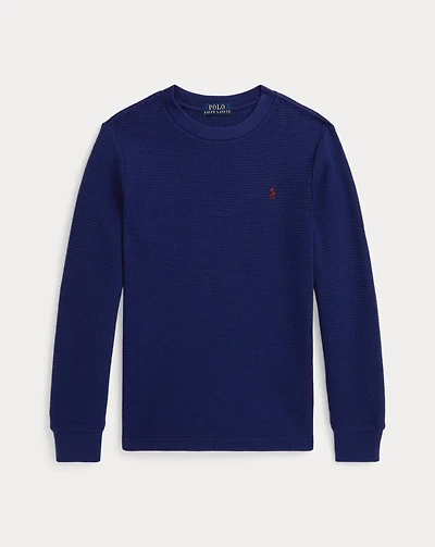 Waffle-Knit Cotton Long-Sleeve Tee