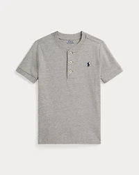 Cotton Jersey Short-Sleeve Henley Shirt