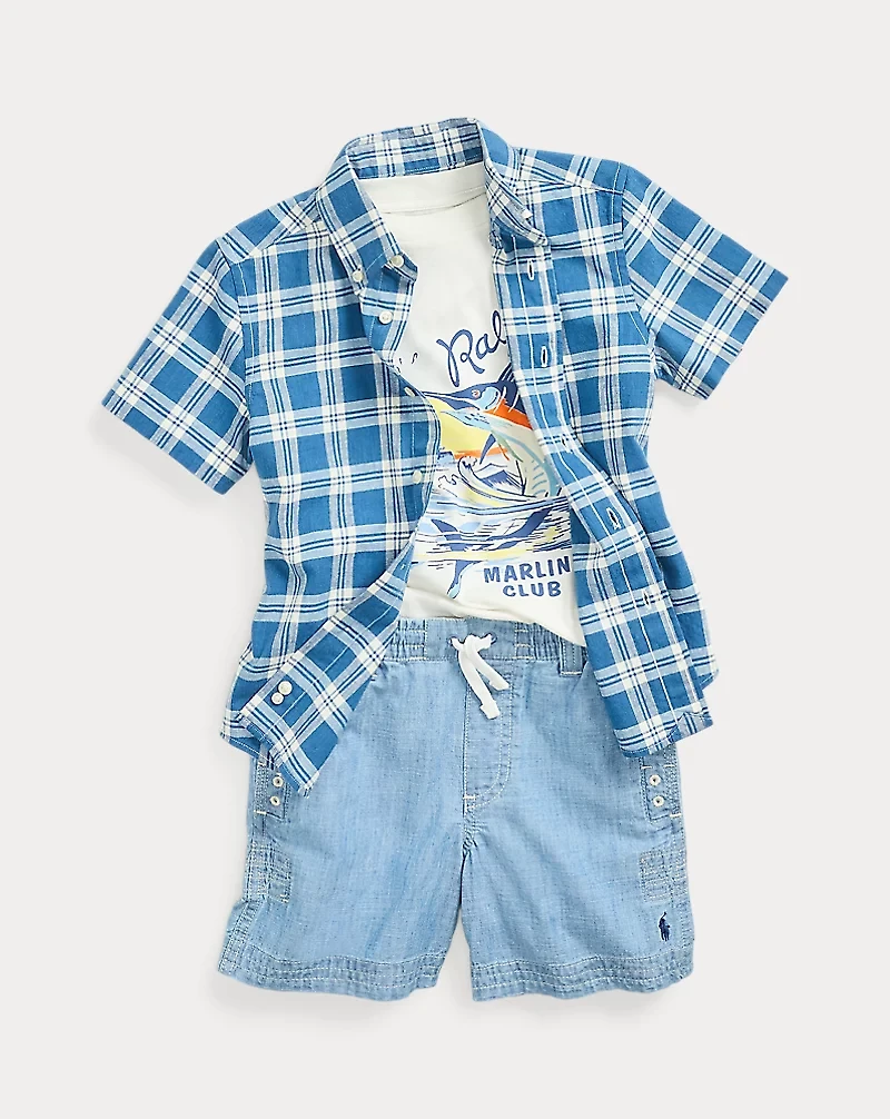 Indigo Chambray Drawstring Short