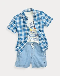 Indigo Chambray Drawstring Short