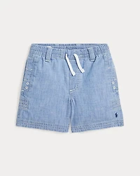 Indigo Chambray Drawstring Short