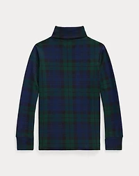 Plaid Cotton Interlock Turtleneck