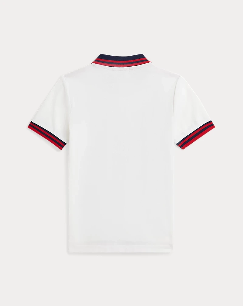 Baseball-Logo Cotton Mesh Polo Shirt