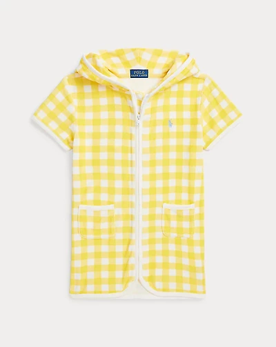 Gingham Terry Hooded Cover-Up