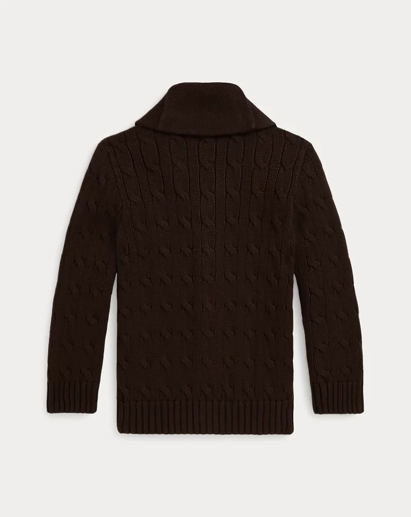 Cable-Knit Cotton Shawl Cardigan
