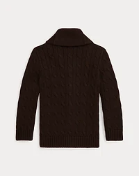 Cable-Knit Cotton Shawl Cardigan