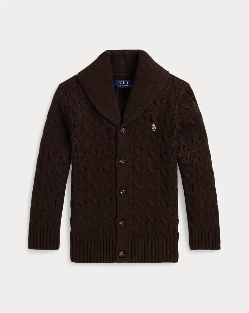 Cable-Knit Cotton Shawl Cardigan