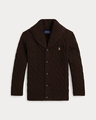Cable-Knit Cotton Shawl Cardigan