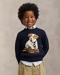 Dog-Intarsia Cotton Sweater
