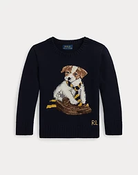 Dog-Intarsia Cotton Sweater