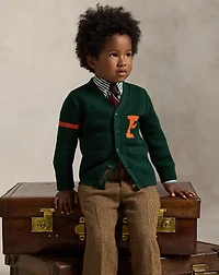 Cotton V-Neck Letter Cardigan