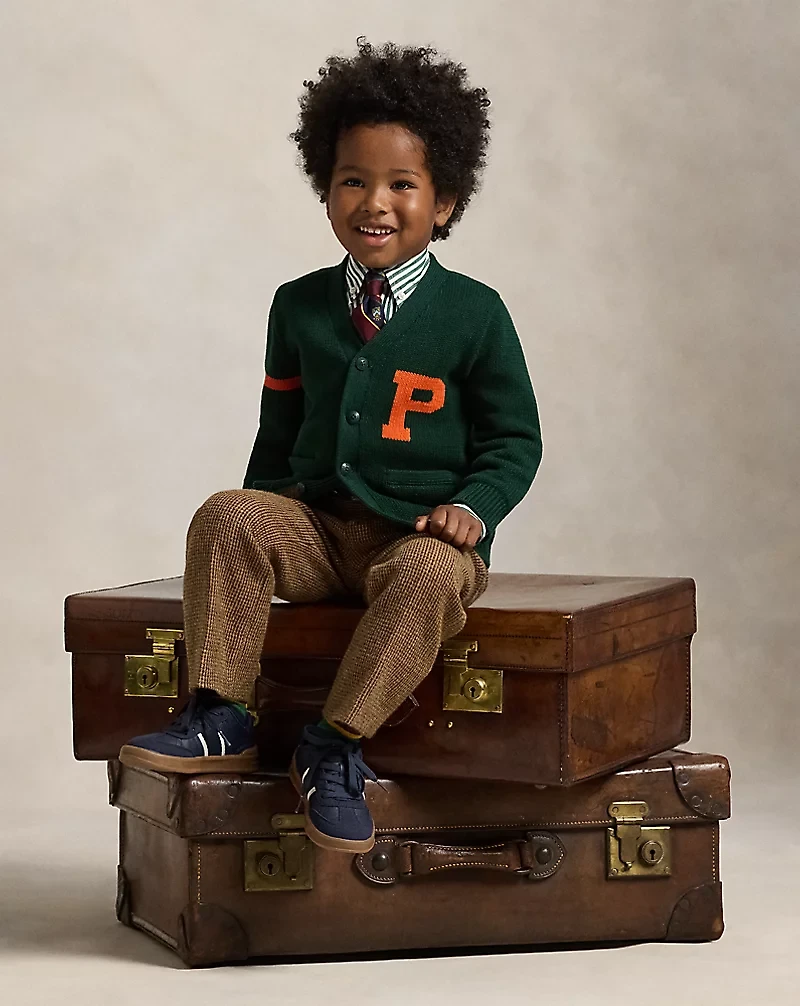 Cotton V-Neck Letter Cardigan