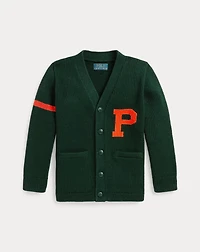 Cotton V-Neck Letter Cardigan