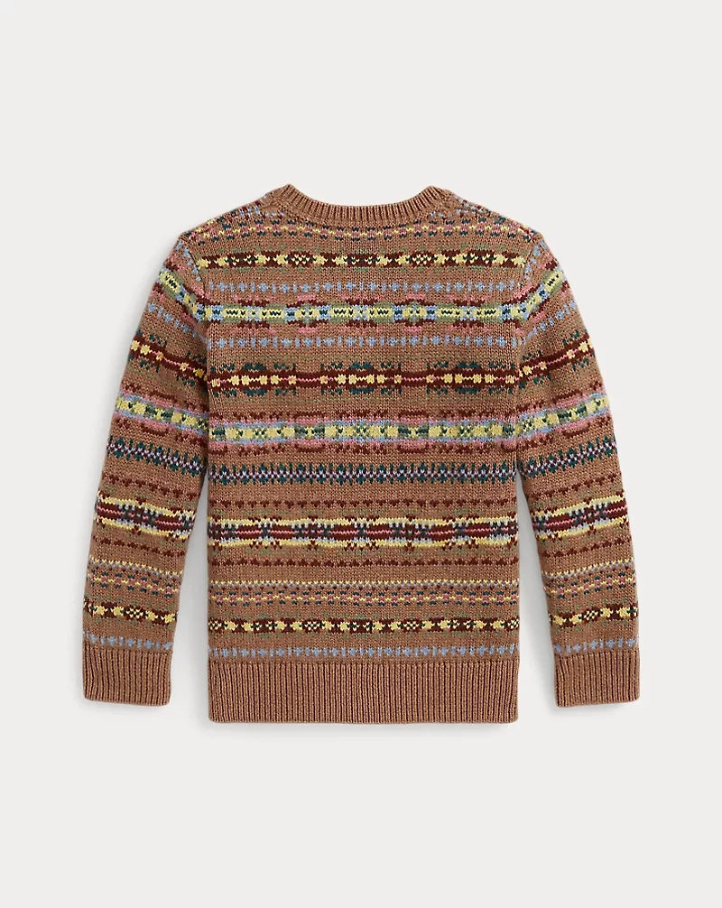 Fair Isle Wool-Cotton V-Neck Sweater