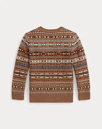 Fair Isle Wool-Cotton V-Neck Sweater