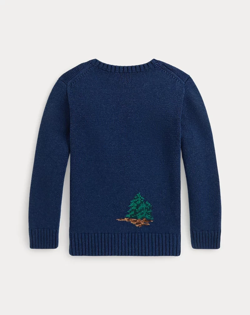 Cabin-Intarsia Cotton-Wool Sweater