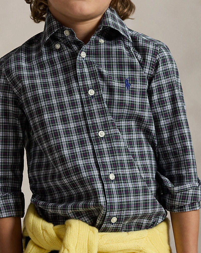 Plaid Cotton Poplin Shirt