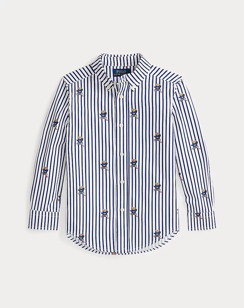 Polo Bear Striped Cotton Poplin Shirt
