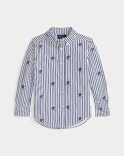 Polo Bear Striped Cotton Poplin Shirt
