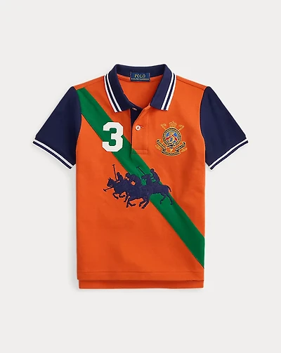 Triple-Pony Cotton Mesh Polo Shirt
