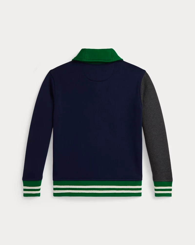 Logo Color-Blocked Fleece Cardigan
