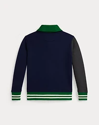 Logo Color-Blocked Fleece Cardigan
