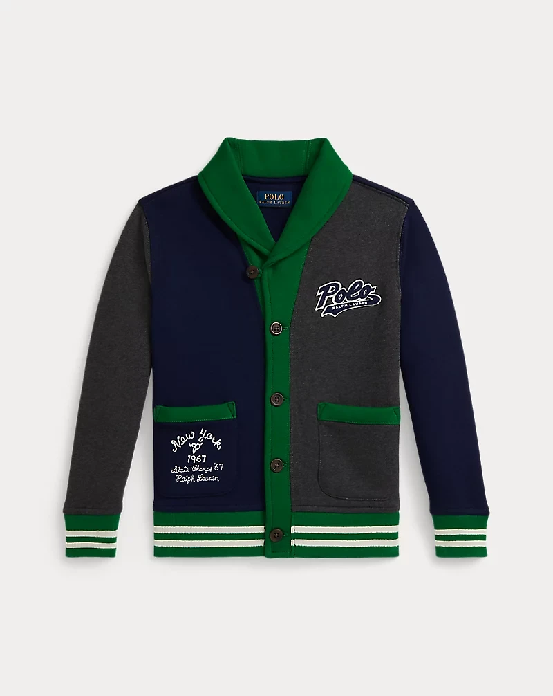 Logo Color-Blocked Fleece Cardigan