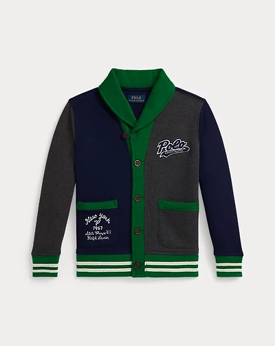 Logo Color-Blocked Fleece Cardigan