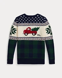 Truck-Intarsia Cotton Sweater
