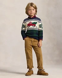 Truck-Intarsia Cotton Sweater