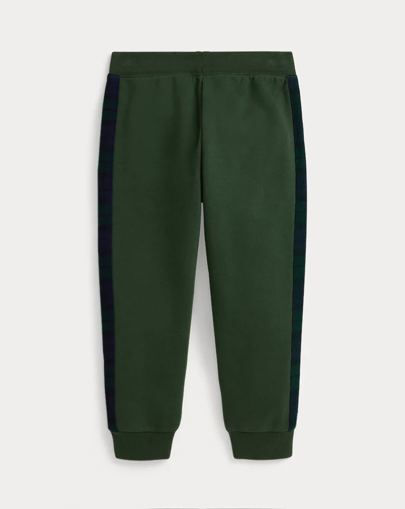 Plaid-Trim Fleece Jogger Pant