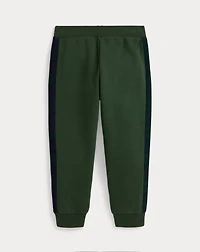 Plaid-Trim Fleece Jogger Pant