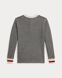 Waffle-Knit Cotton Henley Shirt