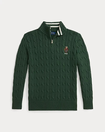 Polo Bear Cable-Knit Cotton Sweater