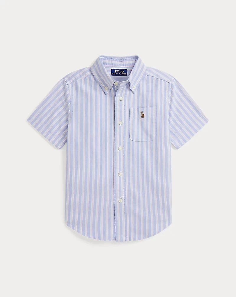Striped Cotton Oxford Short-Sleeve Shirt