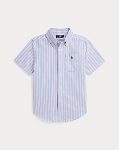 Striped Cotton Oxford Short-Sleeve Shirt