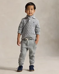 Cable-Knit Cotton Polo Sweater