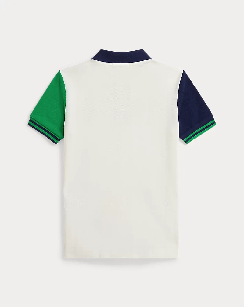 Color-Blocked Mesh Polo Shirt