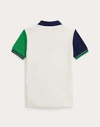 Color-Blocked Mesh Polo Shirt