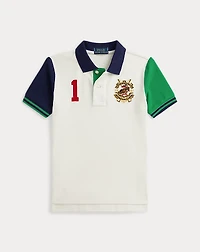 Color-Blocked Mesh Polo Shirt